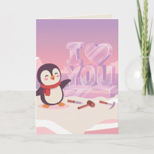 Carte de la Saint-Valentin Je t'aime Manchot Migno