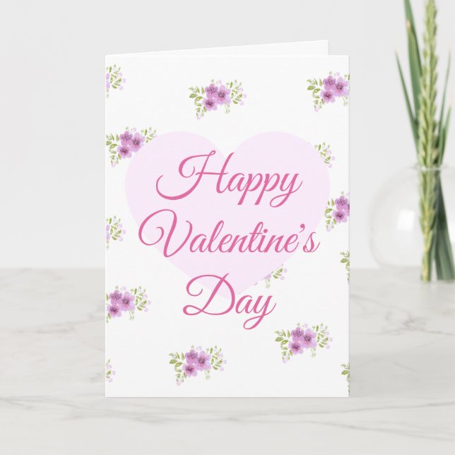 Carte de la Saint-Valentin Joyeuse avec Cœur Rose  (Devant)