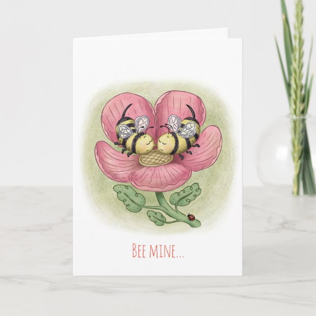 Carte de la Saint-Valentin Kissing Bees (Devant)