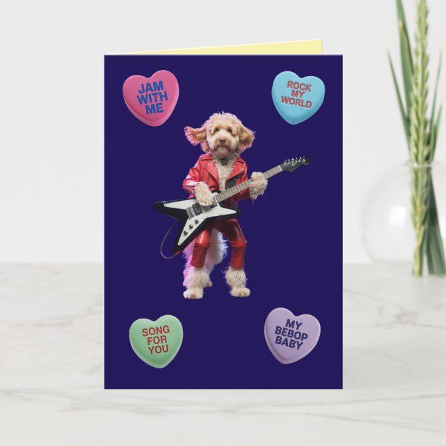 Carte de la Saint-Valentin Labradoodle Rocker (Devant)