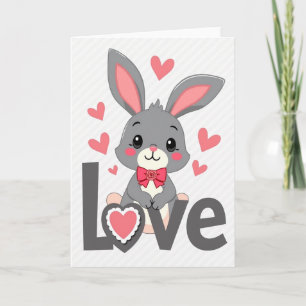 Carte de la Saint-Valentin Lapin d'Amour Mignon