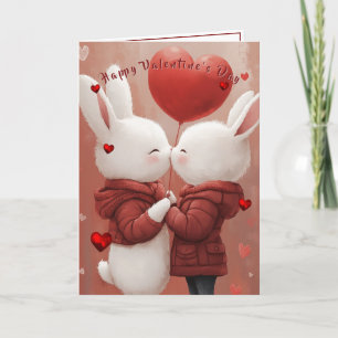Carte de la Saint-Valentin Lapins qui s'embrassent