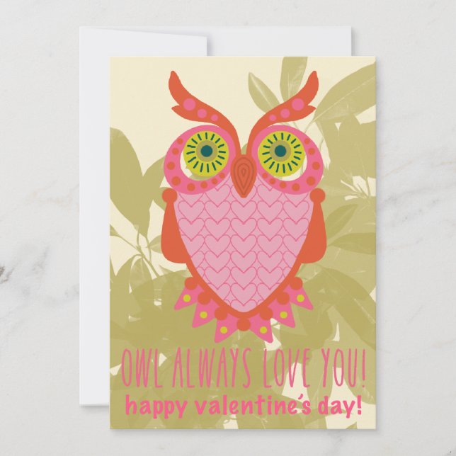 Carte de la Saint-Valentin 'Le hibou t'aime toujou (Devant)