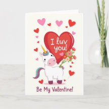 Carte de la Saint-Valentin Licorne Luv!