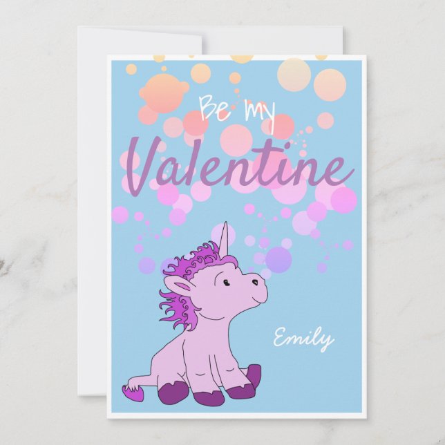 Carte de la Saint-Valentin Licorne Mignonne (Devant)