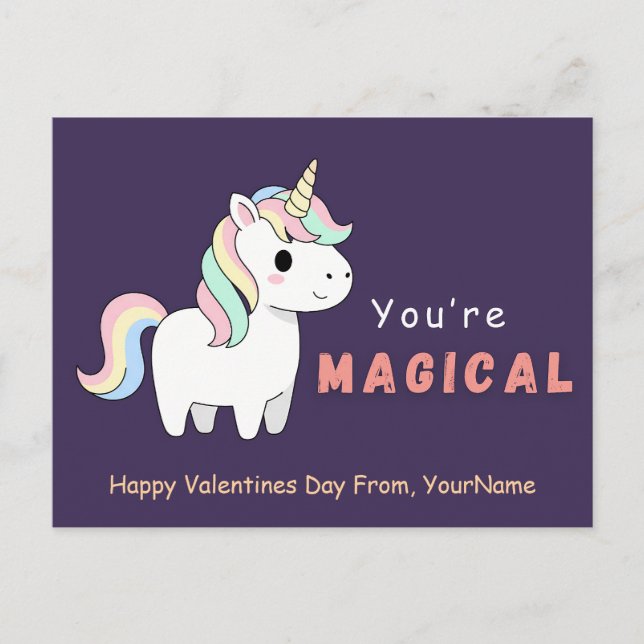 Carte de la Saint-Valentin Licorne Mignonne avec u (Devant)