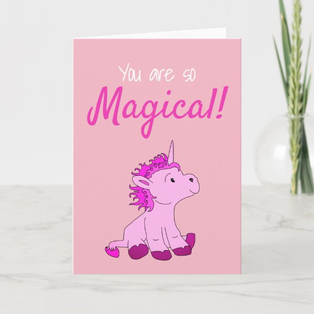Carte de la Saint-Valentin Licorne Rose Magique (Devant)