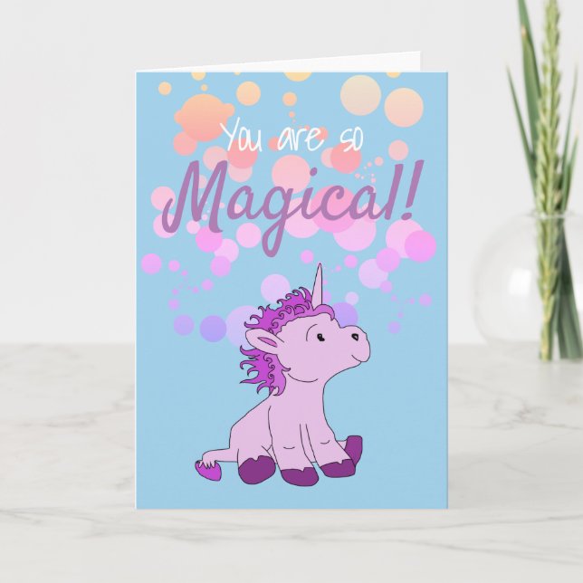 Carte de la Saint-Valentin Licorne Rose Magique (Devant)