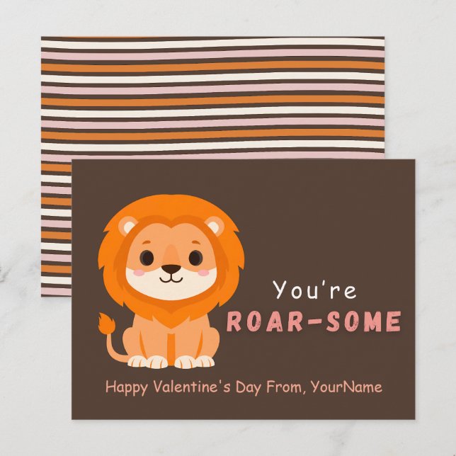 Carte de la Saint-Valentin Lion Mignon – Vous êtes (Devant / Derrière)