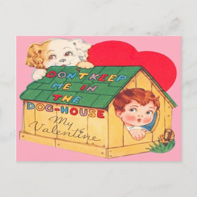 Carte de la Saint-Valentin Maison de Chien Rétro V (Devant)
