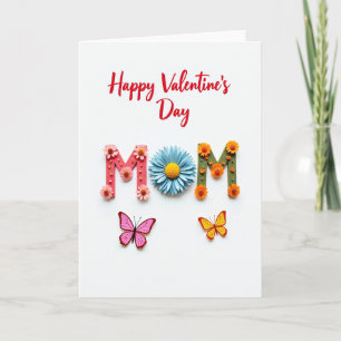 Carte de la Saint-Valentin Maman Fleurs en Perles