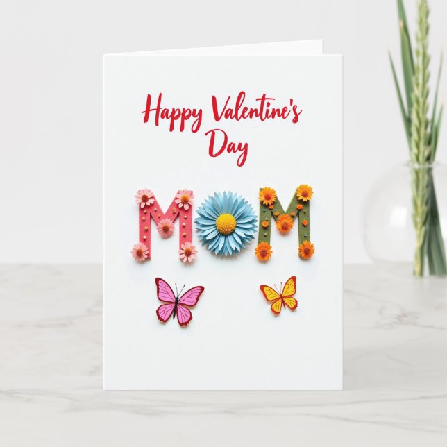 Carte de la Saint-Valentin Maman Fleurs en Perles (Devant)
