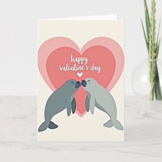 Carte de la Saint-Valentin Manatee Love (Devant)