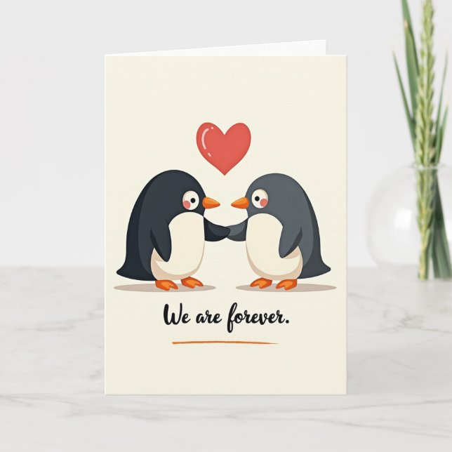 Carte de la Saint-Valentin Manchots Mignons Pour T (Devant)