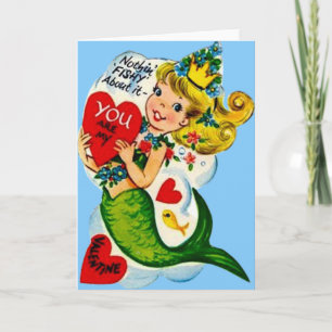 Carte de la Saint-Valentin Mermaid Rétro Vintage M