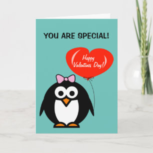Carte de la Saint Valentin mignonne avec pingouin