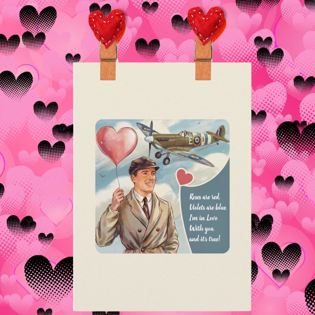 Carte de la Saint-Valentin mignonne avec un pilote (Créateur téléchargé)