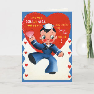 Carte de la Saint-Valentin militaire rétro - Marin