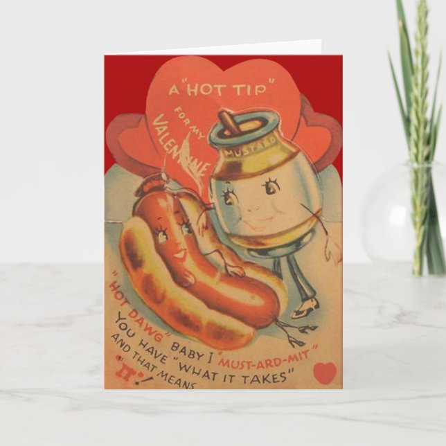 Carte de la Saint-Valentin Moutarde pour Hot Dog R (Devant)