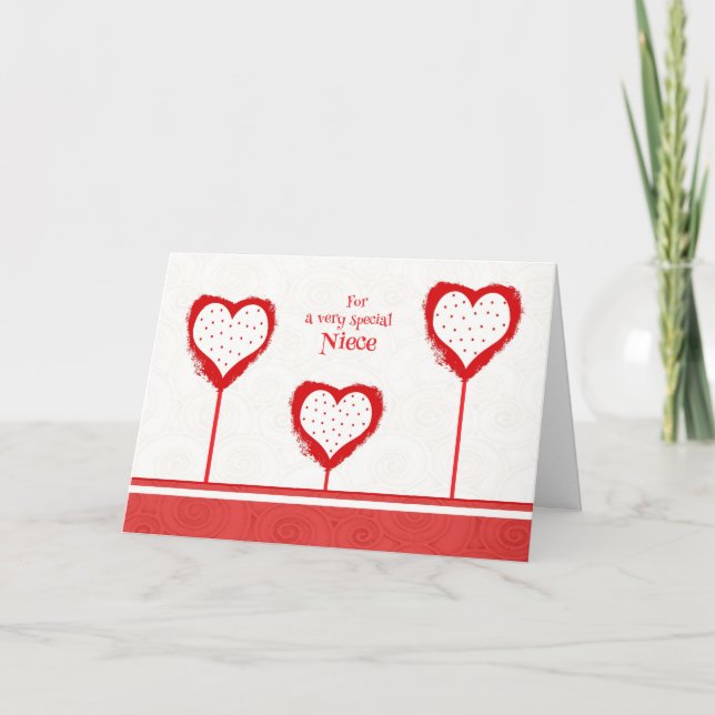 Carte de la Saint-Valentin nièce / Coeurs Pots (Devant)