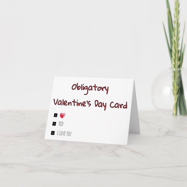 Carte de la Saint-Valentin Obligatoire et Drôle (Devant)