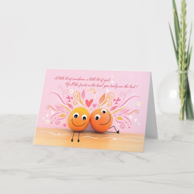 Carte de la Saint-Valentin oranges amusants (Devant)