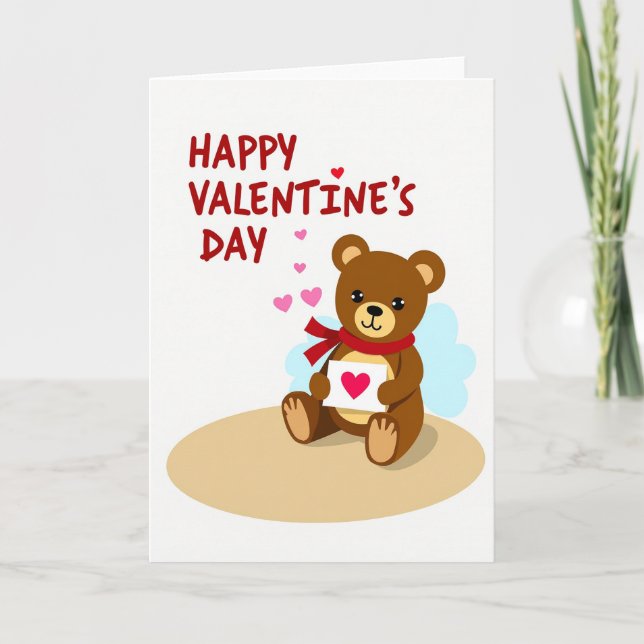 Carte de la Saint-Valentin Ours Cœur Heureux (Devant)