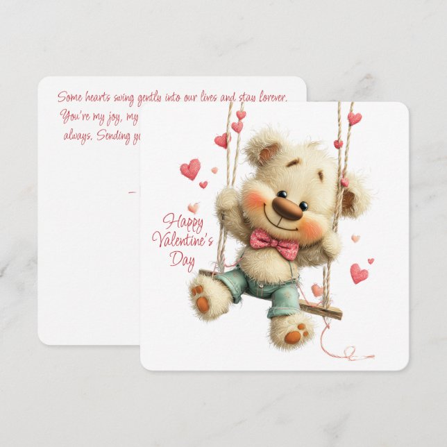 Carte de la Saint-Valentin Ours en Peluche avec Ba (Devant / Derrière)