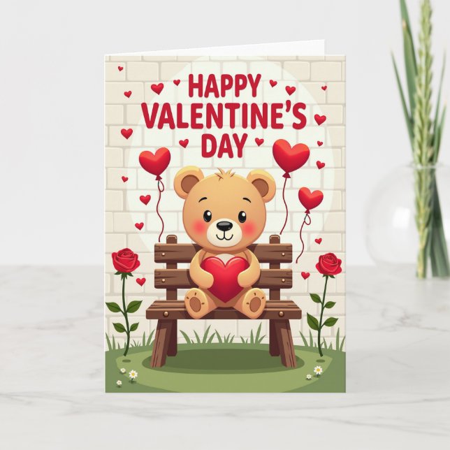 Carte de la Saint-Valentin Ourson Mignon (Devant)