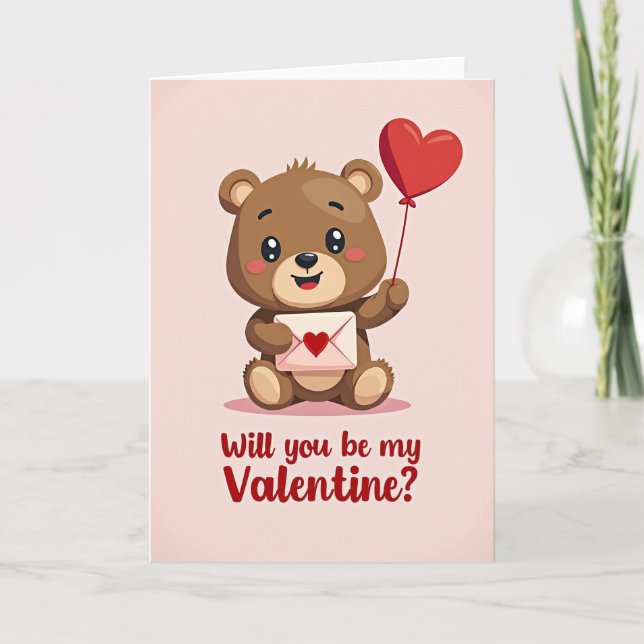 Carte de la Saint-Valentin Ourson Mignon (Devant)