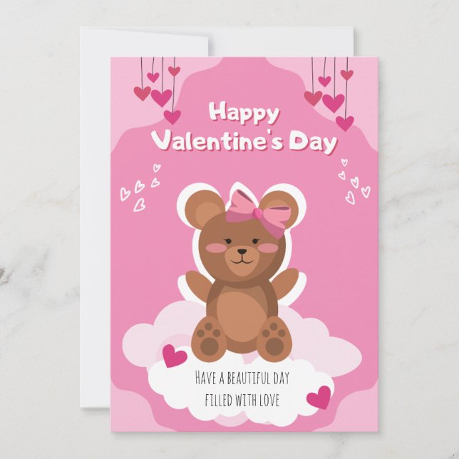 Carte de la Saint-Valentin Ourson Mignon pour Enfa (Devant)