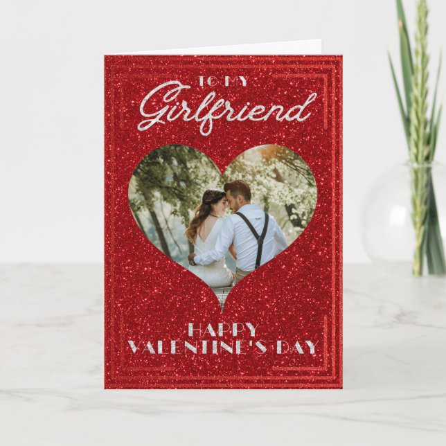 Carte de la Saint-Valentin pailletée avec photo pe (Devant)