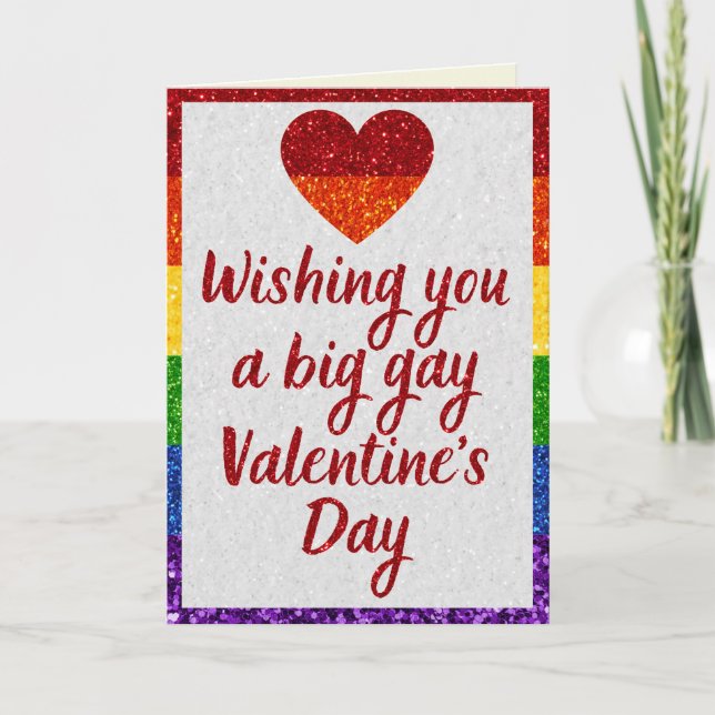 Carte de la Saint-Valentin pailletée Fierté LGBT B (Devant)