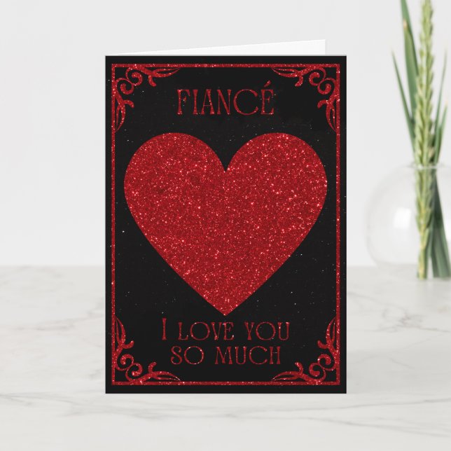 Carte de la Saint-Valentin pailletée pour fiancé (Devant)