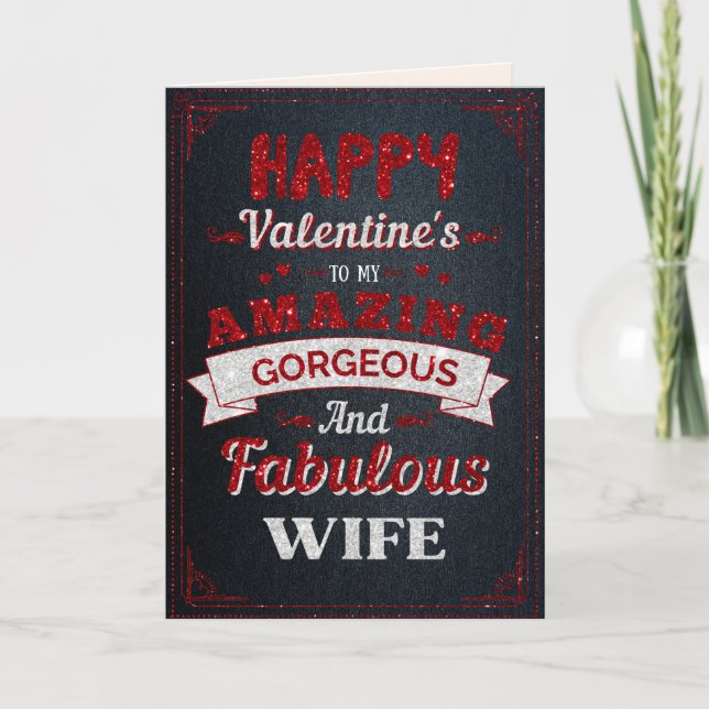 Carte de la Saint-Valentin pailletée pour ma femme (Devant)