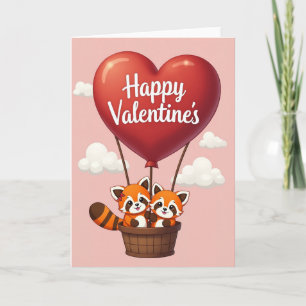 Carte de la Saint-Valentin Panda Rouge Cœur Heureu