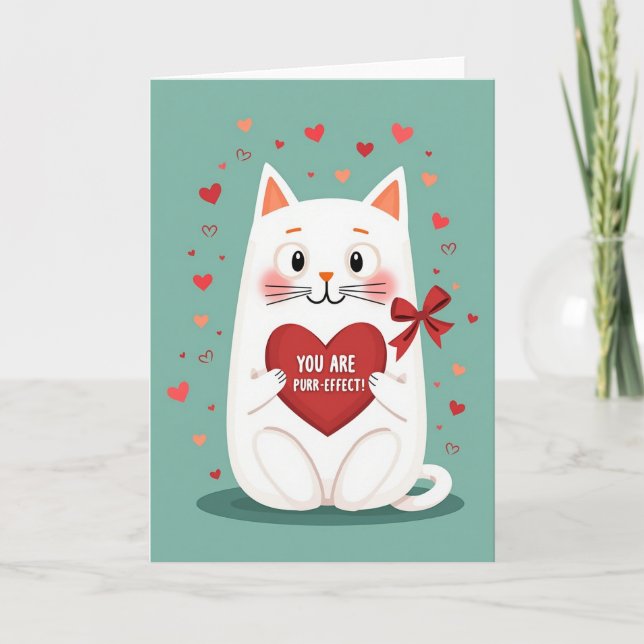 Carte de la Saint-Valentin Parfaite avec un Chat M (Devant)