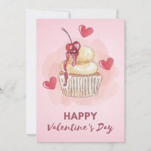 Carte de la Saint-Valentin pastel Cupcake Cerise