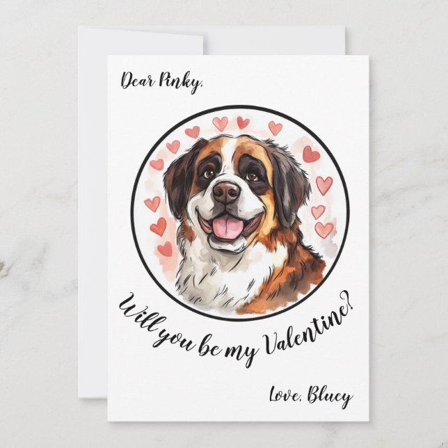 Carte de la Saint-Valentin personnalisable St Bern (Devant)