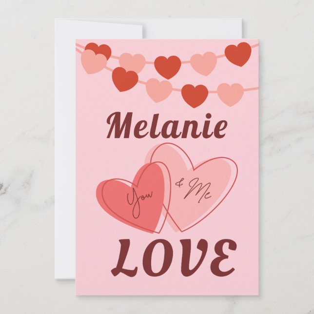 Carte de la Saint-Valentin plate personnalisable (Devant)