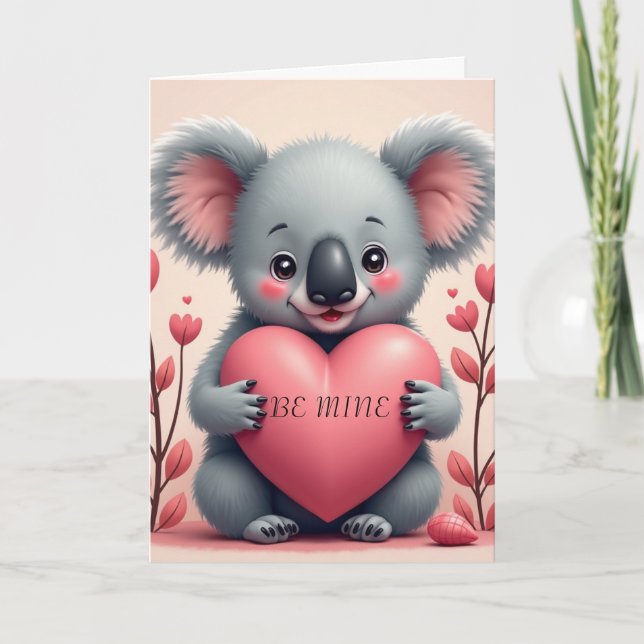 Carte de la Saint-Valentin pliée Amour de Koala (Devant)