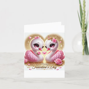 Carte de la Saint-Valentin pliée en forme de cygne