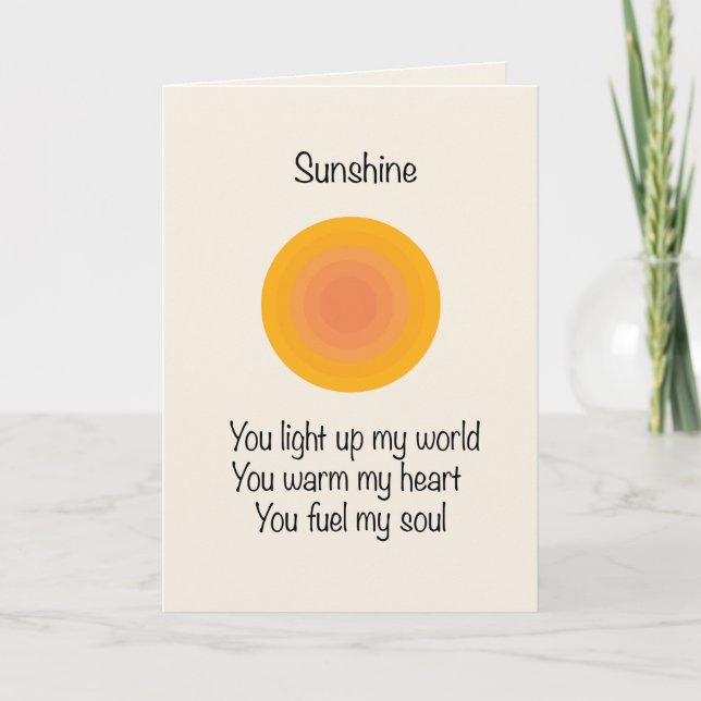 Carte de la Saint-Valentin pliée Sunshine (Devant)
