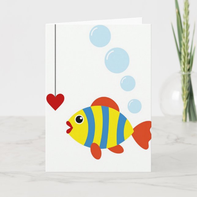 Carte de la Saint-Valentin Poisson Rayé Joyeux (Devant)