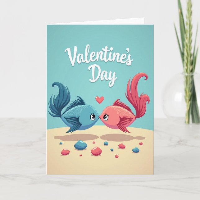 Carte de la Saint-Valentin Poisson Turquoise (Devant)