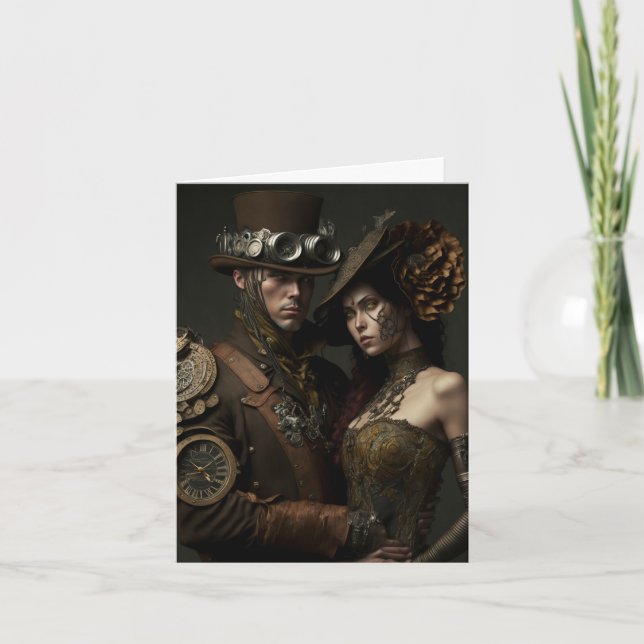 Carte de la Saint-Valentin pour Amoureux Steampunk (Devant)