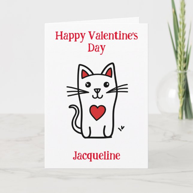 Carte de la Saint-Valentin pour chat drôle personn (Devant)