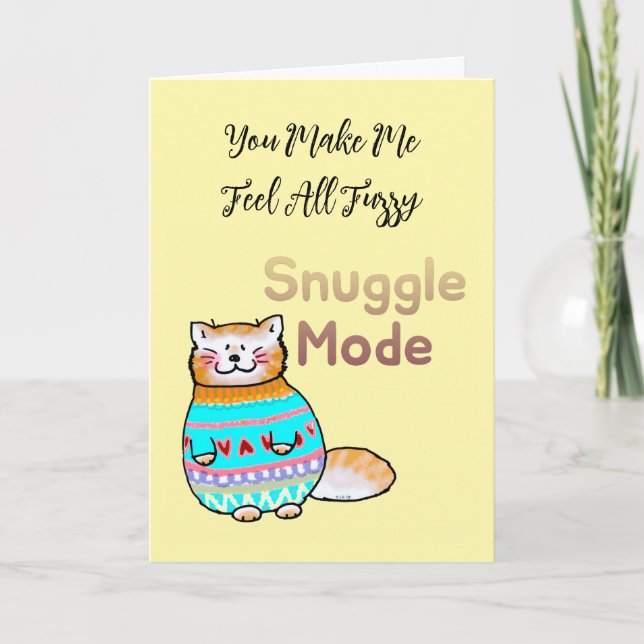 Carte de la Saint-Valentin pour chat en mode câlin (Devant)