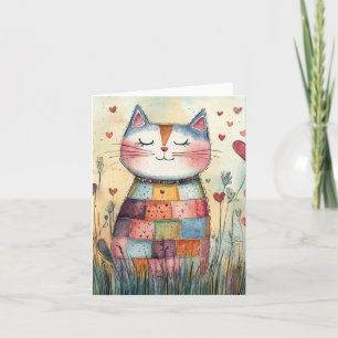 Carte de la Saint-Valentin pour chat en patchwork