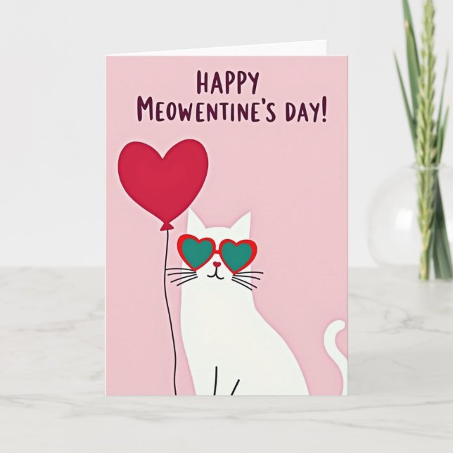 Carte de la Saint-Valentin pour chat « Happy Meowe (Devant)
